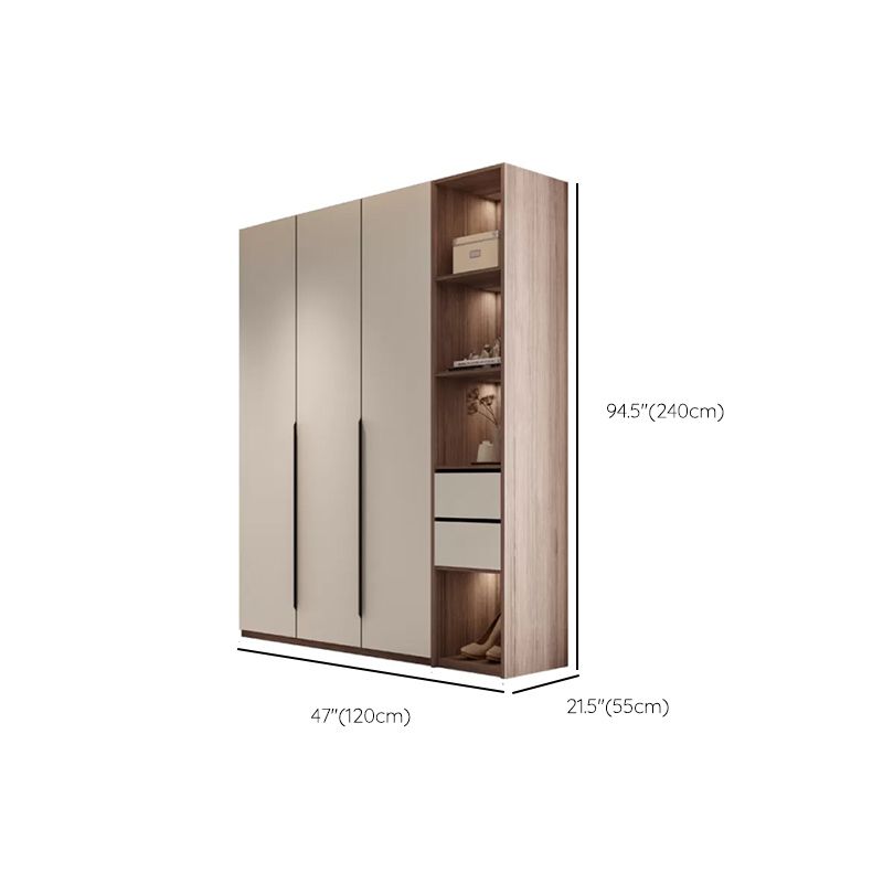 Hinged Storage Cabinet Modern Wardrobe Armoire with Garment Rod Clearhalo 'Armoires & Wardrobes' 'armoires_wardrobes' 'Bedroom Furniture' 'furn' 'furn_armoires_wardrobes' 'Furniture' 1200x1200_c554fc9c-40eb-4e4e-9e5e-f94b4a38a3c0