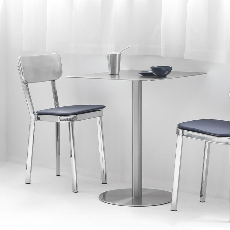 Industrial Dining Table Stainless Steel Table with Pedestal Base for Dining Room Clearhalo ' dining_table' 'Dining Tables & Seating' 'Dining Tables' 'furn' 'furn_dining_table' 'Furniture' 'furniture_dining_table' 'Kitchen & Dining Furniture' 'kitchen&dining_furn' 'kitchen' 'kitchen_dining_table' 1200x1200_c5581bf4-bc5f-4b9a-a9cd-c2570e852a55