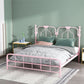 84.65 inch Wide Contemporary Bed Frame Metal Solid Color Bed with Headboard