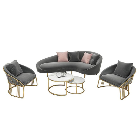 Curved Velvet Sofa Tight Back 33.46 inch High Sloped Arm Sofa Clearhalo 'furn' 'furn_sofas' 'Furniture' 'Living Room Furniture' 'Sofa' 'sofas' 1200x1200_c55b1f7c-0758-48b0-a72b-60f8125370c9