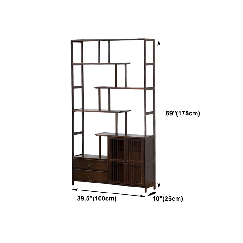 Espresso Shelf Bookcase with Doors Open Back Bookshelf for Office