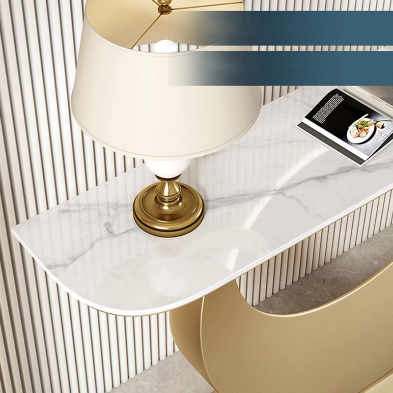 Tavolo di accento di mezza luna di pietra moderna da 31,5 "tavolo da console alta per Hall