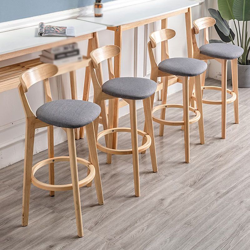 Contemporary Solid Wood Barstool Indoor Bar Stool with Low Back and Footrest Clearhalo 'Bar Furniture' 'Bar Stools' 'bar_stools' 'furn' 'furn_bar_stools' 'furniture_bar_stools' 'Kitchen & Dining Furniture' 'kitchen&dining_furn' 'kitchen' 'kitchen_furn' Furniture' 1200x1200_c55fbf4b-4313-4ede-bbe8-04d1b7761026