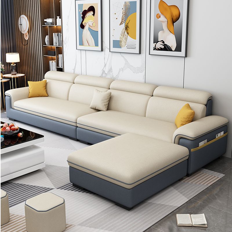 Fabric Pillow Top Arm Sectional Sofa 35.43"High Cushion Back Sofa with Storage Clearhalo 'furn' 'furn_sectionals' 'Furniture' 'furniture_sectionals' 'Living Room Furniture' 'Sectionals' 1200x1200_c55fd4db-305c-4d8b-bdd2-519f28e220be