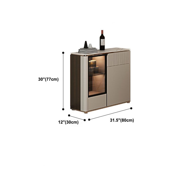 Glam Style Buffet Sideboard White Sintered Stone Top Server with Door and Drawer Clearhalo 'buffet_sideboard' 'Buffets & Sideboards' 'furn' 'furn_buffet_sideboard' 'Furniture' 'Kitchen & Dining Furniture' 1200x1200_c56055d9-d6b7-41cc-a5cf-0bbbfe212f38