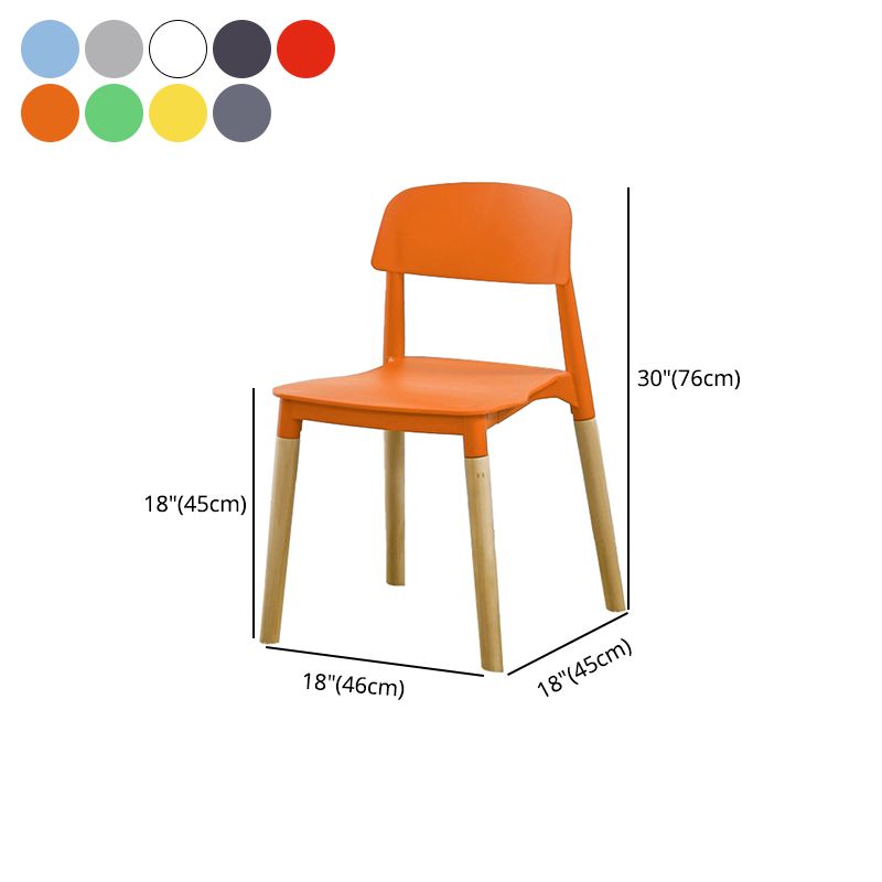 Home Plastic Armless Dining Chair Open Back Dining Side Chairs with Wood Legs Clearhalo ' kitchen&dining_furn' 'Dining Chairs' 'Dining Tables & Seating' 'dining_chair' 'furn' 'furn_dining_chair' 'Furniture' 'furniture_dining_chair' 'Kitchen & Dining Furniture' 'kitchen' 1200x1200_c5613c5a-7c9f-4d15-8417-7ecb1f6a62dd