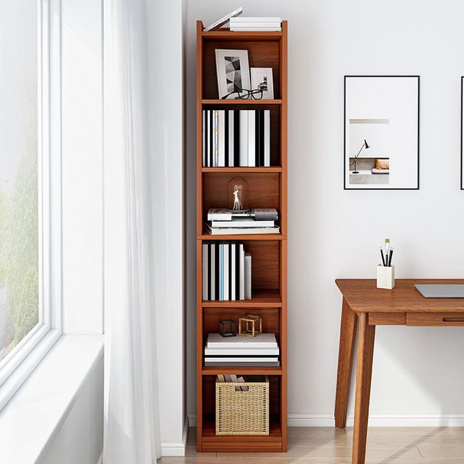 Houten boekenkast moderne minimalistische thuisstudie hoek rechthoekige boekenplank