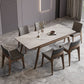 Mesa de comedor industrial Mesa de comedor rectangular de piedra en blanco