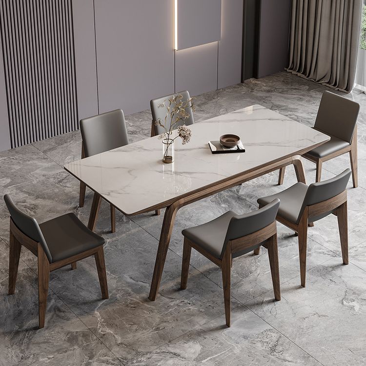 Mesa de comedor industrial Mesa de comedor rectangular de piedra en blanco