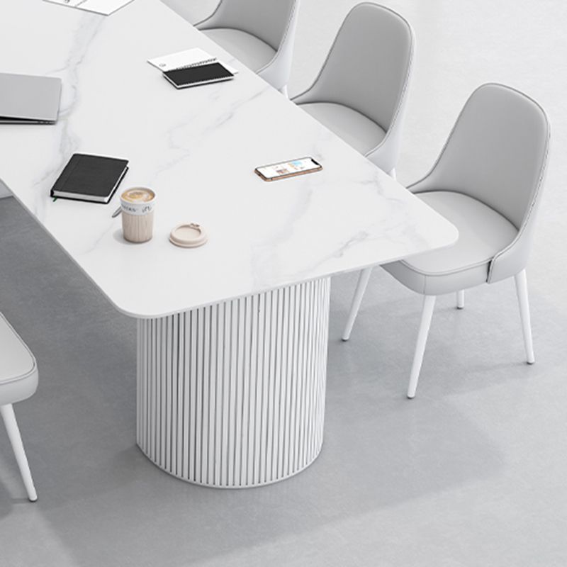 Table de bureau moderne de forme rectangulaire Bureau d'écriture en pierre en blanc / noir