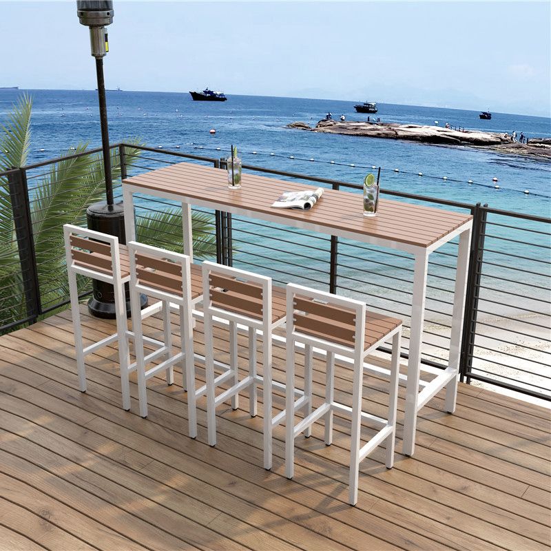 Industrial Faux Wood Pub Table Set 1/5 Pieces Bar Set with Metal Frame Clearhalo 'Bar Furniture' 'furn' 'furn_home_bar_bar_sets' 'Furniture' 'Home Bars & Bar Sets' 'home_bar_bar_sets' 'Kitchen & Dining Furniture' 1200x1200_c562964a-fdc7-49cb-9c26-c5193ec25d4f