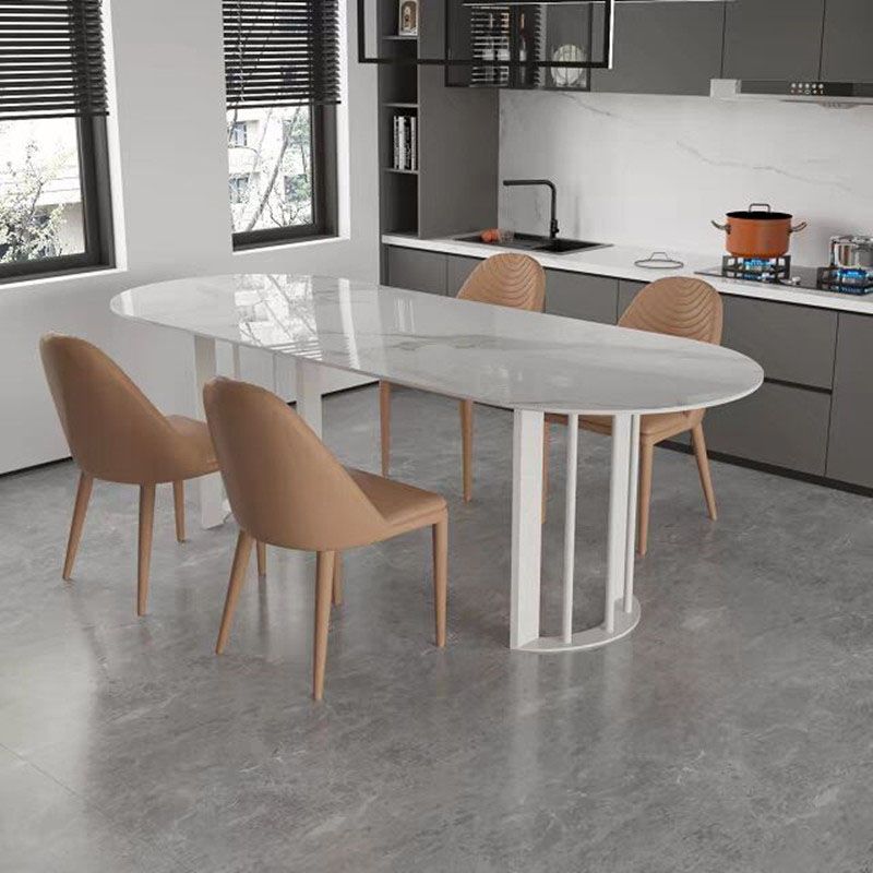 Sintered Stone Top Table with Double Pedestal Modern White Table for Restaurant Clearhalo 'Dining Tables & Seating' 'Dining Tables' 'dining_table' 'furn' 'furn_dining_table' 'Furniture' 'furniture_dining_table' 'Kitchen & Dining Furniture' 'kitchen' 'kitchen_dining_table' 1200x1200_c5649f20-2b8c-4977-a52b-f948728e1571