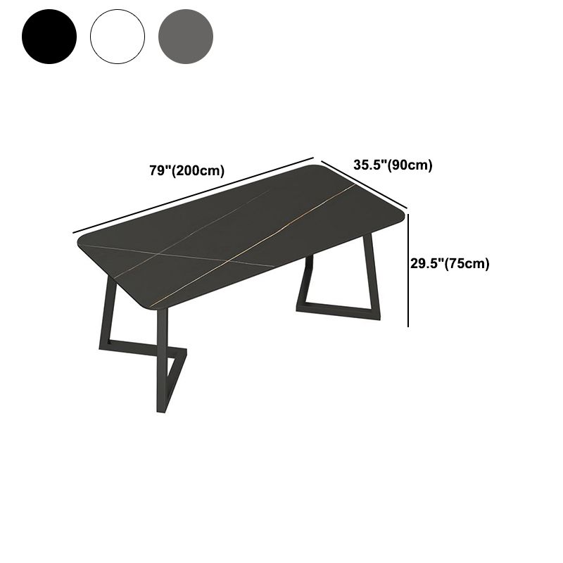 焼結された石の長方形ダイニングテーブルダブルペデスタル付きモダンダイニングルームテーブル