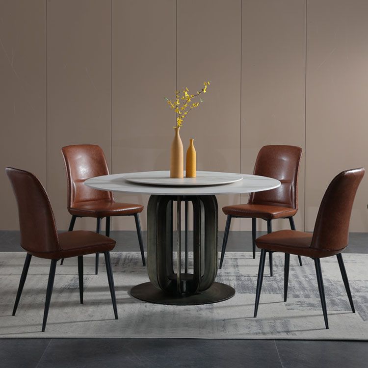 Scandinavian Style Leather Dining Chairs Solid Back Chair and 4 Black Finish Legs for Home Clearhalo ' kitchen&dining_furn' 'Dining Chairs' 'Dining Tables & Seating' 'dining_chair' 'furn' 'furn_dining_chair' 'Furniture' 'furniture_dining_chair' 'Kitchen & Dining Furniture' 'kitchen' 1200x1200_c5655825-8374-4cc9-a9a9-b04197938678