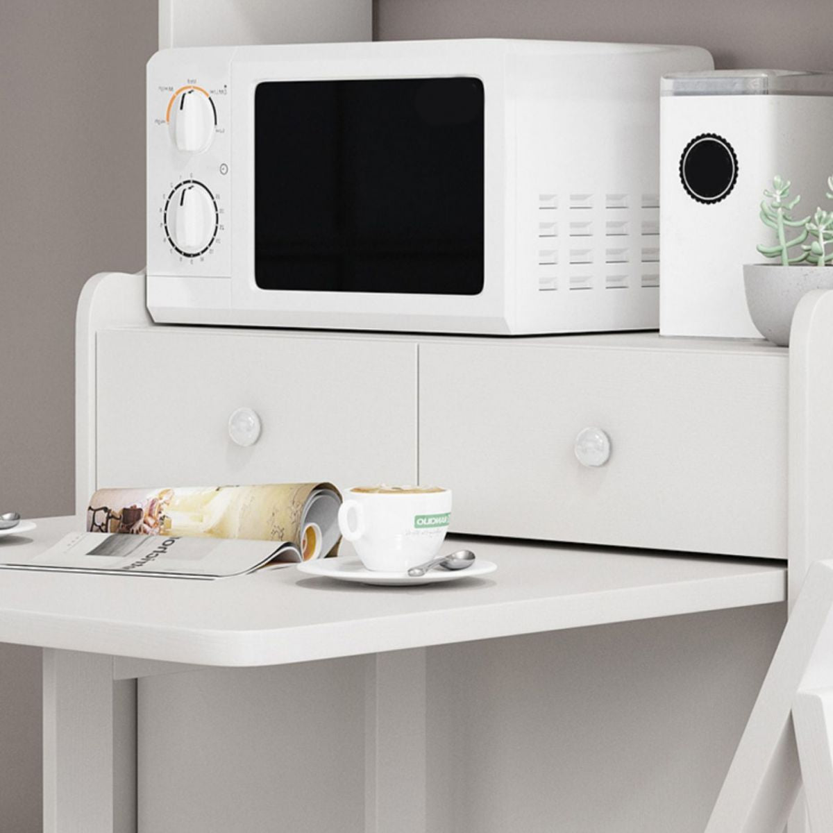 1/3 pezzo di rettangolo a forma di pranzo mobili set in bianco