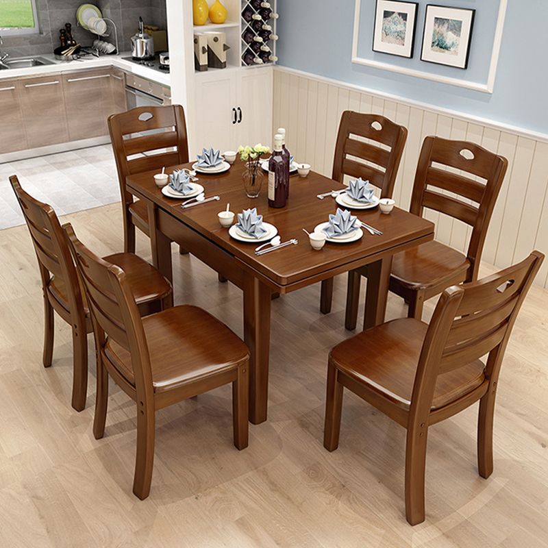 Table de salle à manger en bois massif marron Table de dinette contemporaine