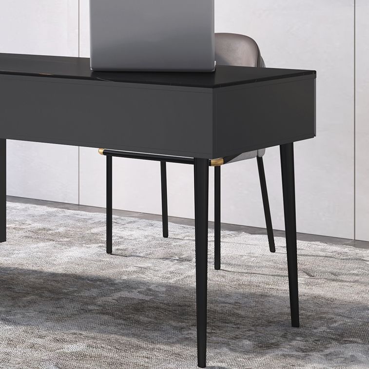 Rectangular Shaped Modern Office Table Stone Writing Desk in Black/White