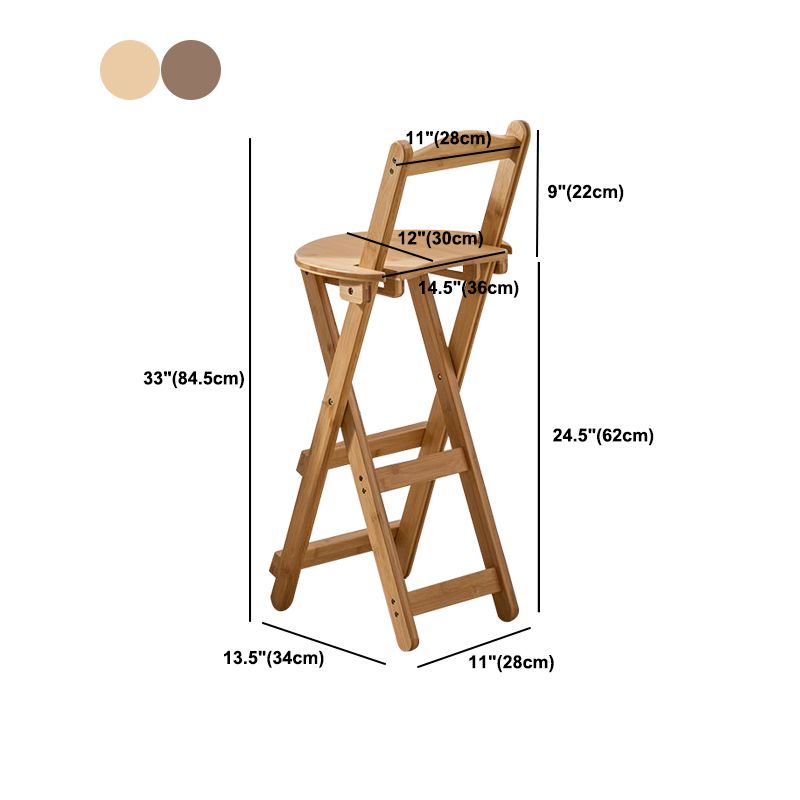 Taburete de bar plegable sin brazos, asiento redondo moderno, taburete de bar con reposapiés de madera