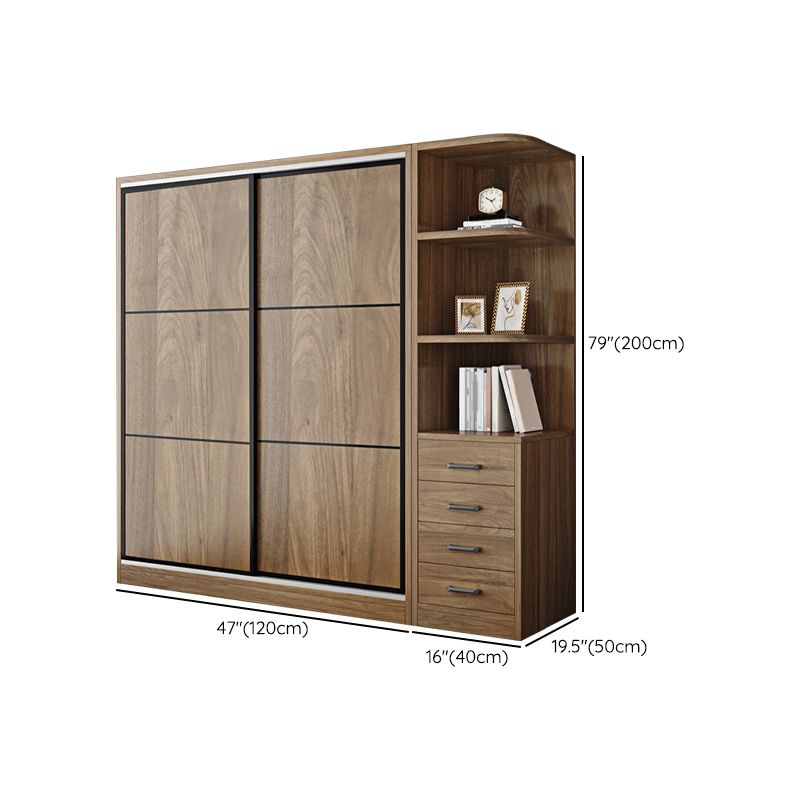 Modern Style Freestanding Wardrobe Pine Wood Wardrobe with Drawer