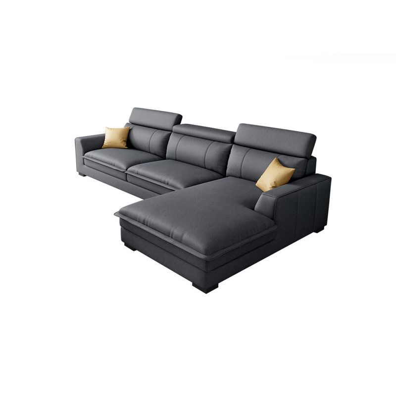 Square Arm Dark Gray Cushion Back Storage Faux Leather L-Shape Sofa Clearhalo 'furn' 'furn_sectionals' 'Furniture' 'furniture_sectionals' 'Living Room Furniture' 'Sectionals' 1200x1200_c569c3cc-d29b-4a20-a5e7-b4cd5443cd12