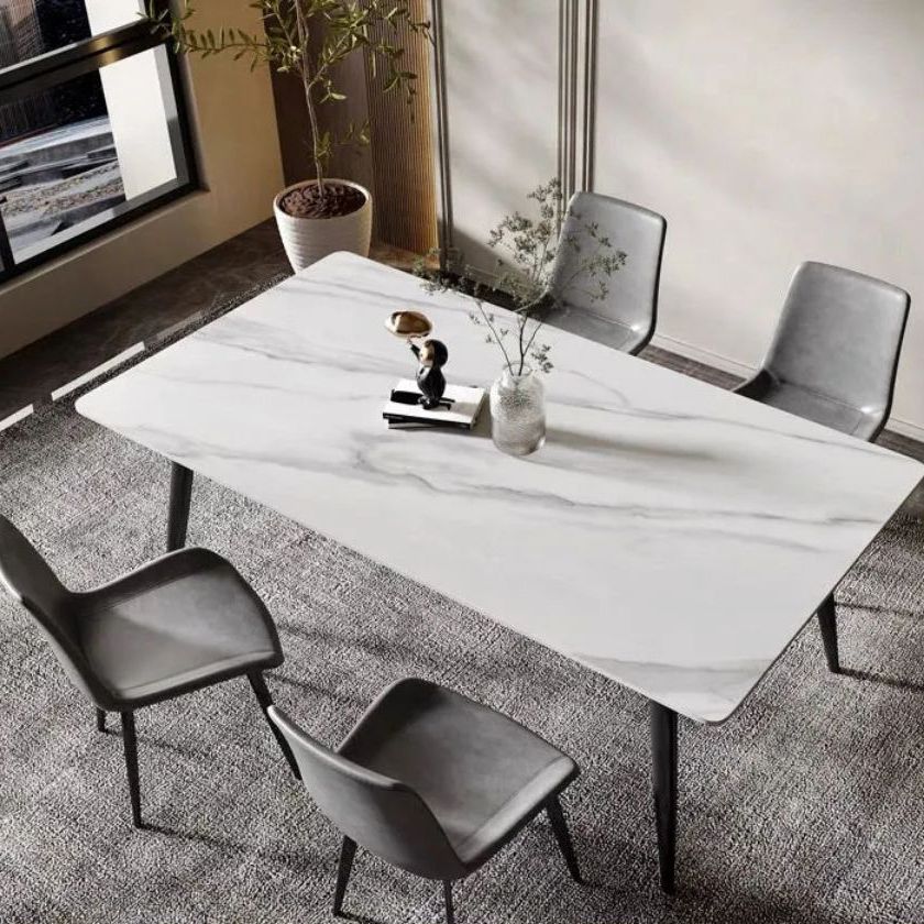 Modern Sintered Stone Dining Room Set Standard Height with 4 Legs Base Dining Set Clearhalo 'Dining Room Sets' 'Dining Tables & Seating' 'dining_room_set' 'furn' 'furn_dining_room_set' 'Furniture' 'furniture_dining_room_set' 'Kitchen & Dining Furniture' 'kitchen&dining_furn' 'kitchen' 1200x1200_c56af423-0515-493c-9c4d-515754931462