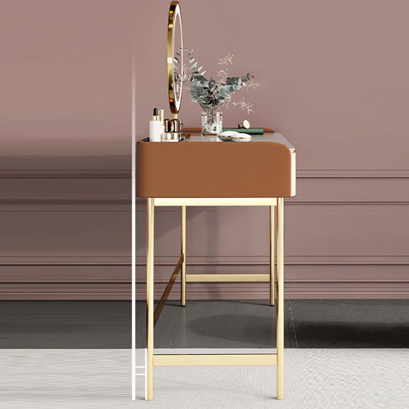 Luxurious tocador de tocador 2 cajones de almacenamiento con base de oro en blanco