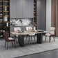 Contemporary Style Dining Set with Sintered Stone Dining Table and Cushion Chairs Clearhalo 'Dining Room Sets' 'Dining Tables & Seating' 'dining_room_set' 'furn' 'furn_dining_room_set' 'Furniture' 'furniture_dining_room_set' 'Kitchen & Dining Furniture' 'kitchen&dining_furn' 'kitchen' 1200x1200_c56db69b-46fa-4e7e-b94f-7aefcb5e910e