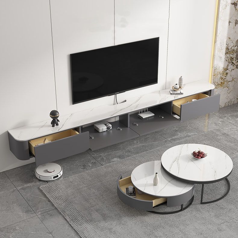 Gray Stone Media Console Contemporary Wall-mounted TV Console Clearhalo 'furn' 'furn_tv_stands_entertainment_centers' 'Furniture' 'Living Room Furniture' 'TV Stands & Entertainment Centers' 'TV Stands & Media Storage Furniture' 'tv_stands_entertainment_centers' 1200x1200_c56e0818-34c5-42c7-bd72-c4471581f290