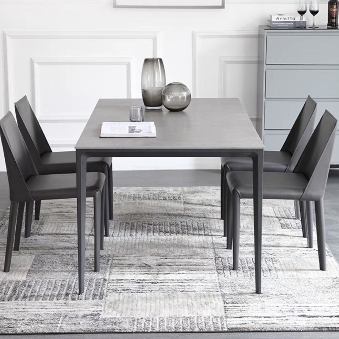 Standard Sintered Stone Top Dining Set with 4 Black Metallic Legs for Dining Furniture Clearhalo 'Dining Room Sets' 'Dining Tables & Seating' 'dining_room_set' 'furn' 'furn_dining_room_set' 'Furniture' 'furniture_dining_room_set' 'Kitchen & Dining Furniture' 'kitchen&dining_furn' 'kitchen' 1200x1200_c571ea32-d69a-4060-8a40-4bf1bf2416fd