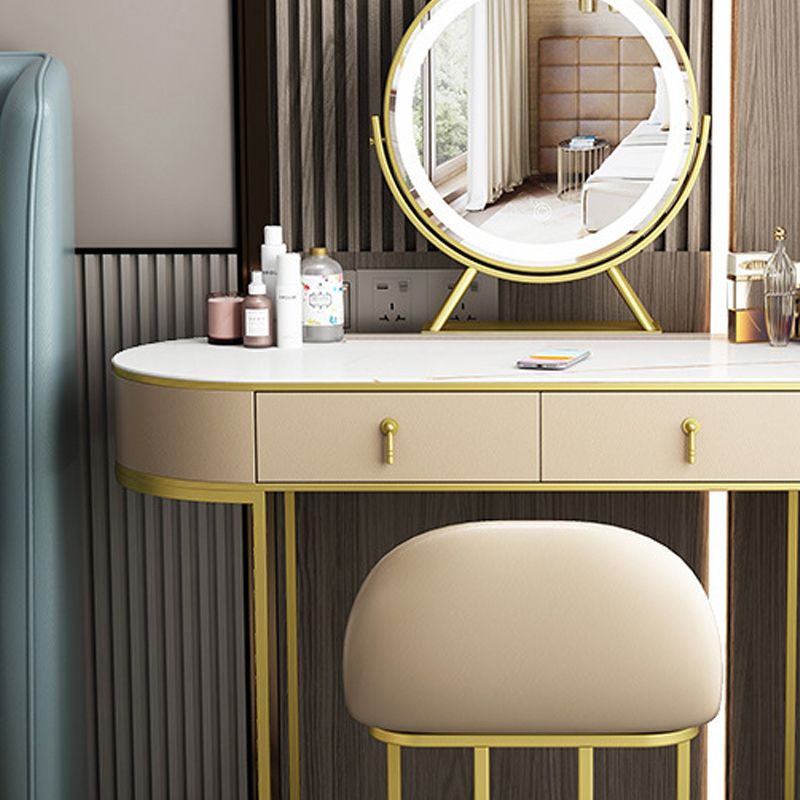 Glam 29.52 " H Slate Top Vanity Stool with Drawers Dressing Table Clearhalo 'Bedroom Furniture' 'furn' 'furn_makeup_vanities' 'Furniture' 'Makeup Vanities' 'makeup_vanities' 1200x1200_c572f800-baef-4e2a-8db8-2a4e59a60cc0