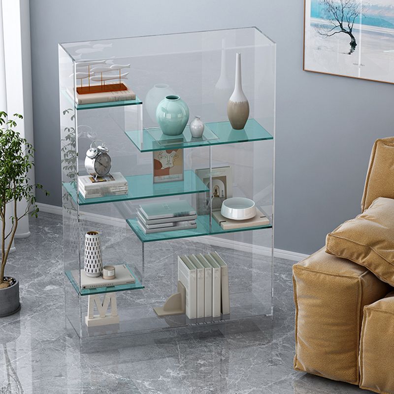 Contemporary Closed Back Bookshelf Standard Acrylic Bookcase with Shelves Clearhalo 'Bookcases' 'furn' 'furn_bookcases' 'Furniture' 'Office Furniture' 1200x1200_c5777088-bdf1-4f67-a220-53f103c50d0b