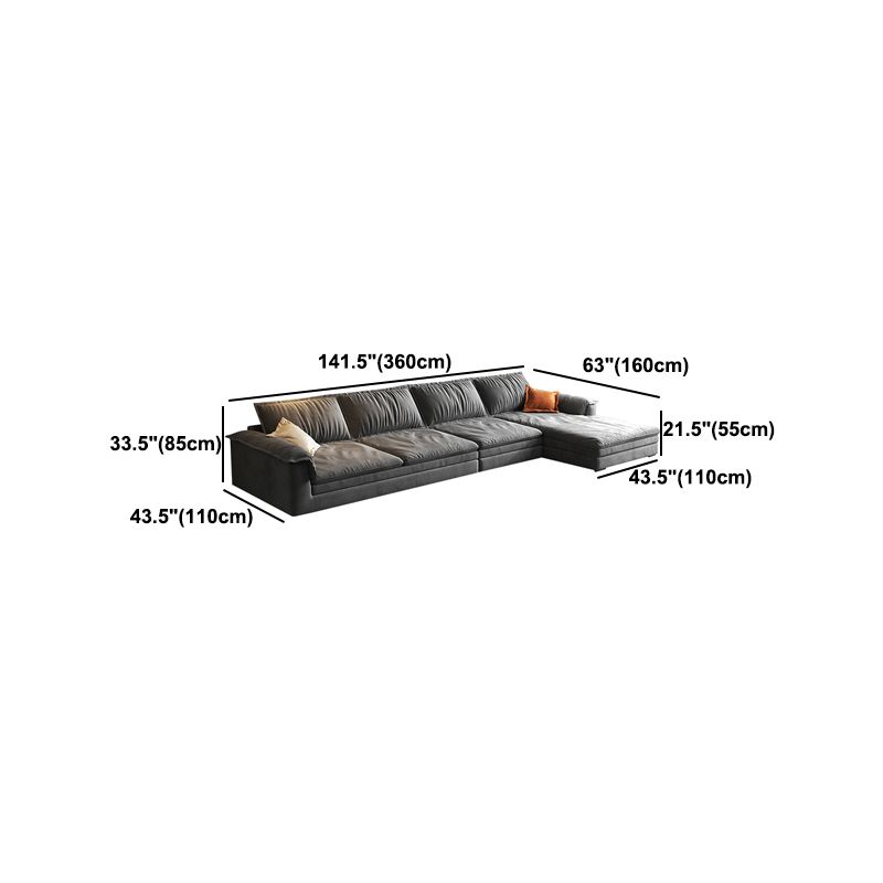 Modern Cushion Back Grey Sectionals 33'"  Pillow Top Arm Sectionals
