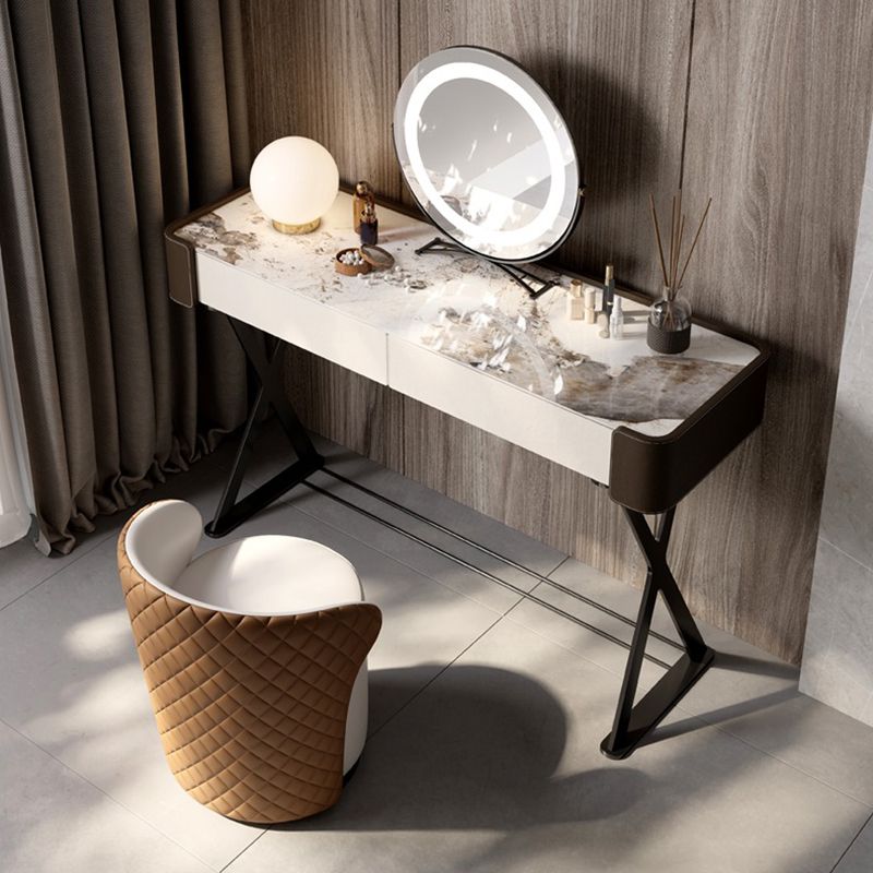 Tavolo da vanità e sgabelli glam e sgabello set da toeletta per vanità in ardesia