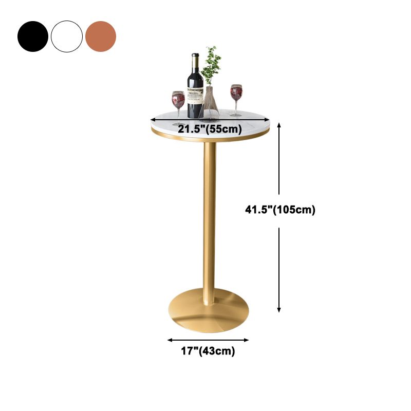 Glam Style Iron Bar Table Round Top Indoor Pedestal Bistro Table 23"W x 41"H Clearhalo 'Bar Furniture' 'Bar Tables' 'bar_tables' 'furn' 'furn_bar_tables' 'Furniture' 'Kitchen & Dining Furniture' 1200x1200_c5793ff7-0c92-47c3-84ec-2e99845d59a1