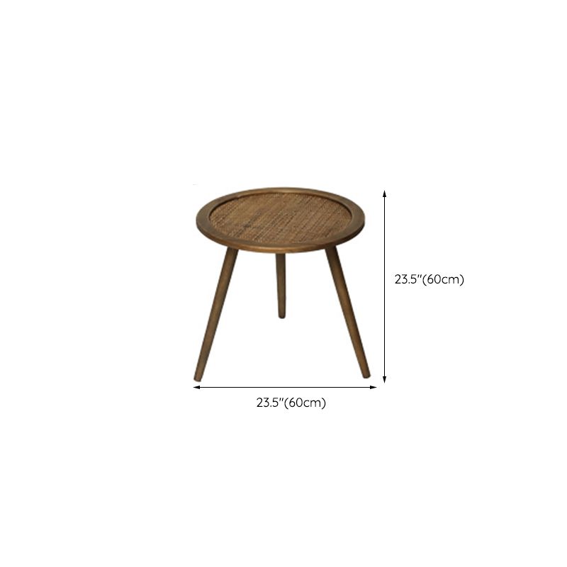 Moderner runder Hinternstisch 3 Beine Endtisch mit Rattan -Akzenten