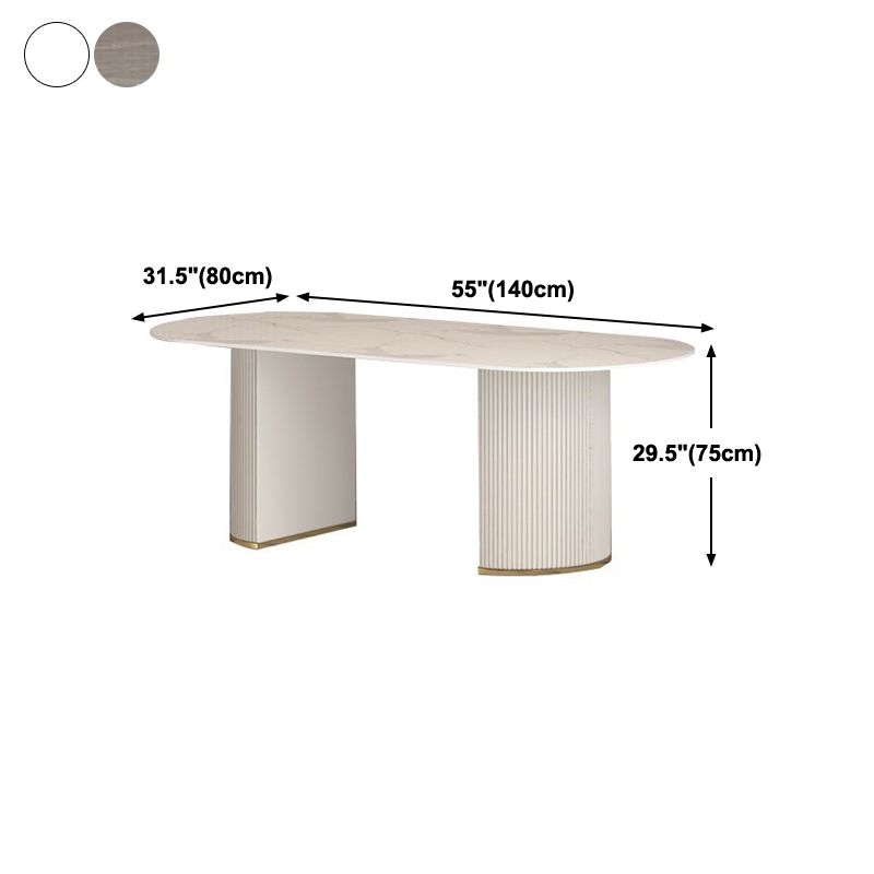 Traditionele luxe eettafel ovale eettafel met dubbel voetstuk