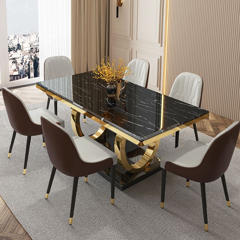 Rectangle Trestle Base Luxury Table Fixed Table with Marble Top Clearhalo ' dining_table' 'Dining Tables & Seating' 'Dining Tables' 'furn' 'furn_dining_table' 'Furniture' 'furniture_dining_table' 'Kitchen & Dining Furniture' 'kitchen&dining_furn' 'kitchen' 'kitchen_dining_table' 1200x1200_c57f0864-2059-493b-882b-468c33e0941a