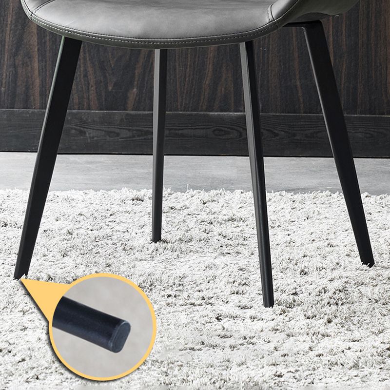 Modern Leather Side Chair Solid Back Dining Chair with Metal Base Clearhalo 'Dining Chairs' 'Dining Tables & Seating' 'dining_chair' 'furn' 'furn_dining_chair' 'Furniture' 'Kitchen & Dining Furniture' 1200x1200_c57fd65e-3f80-4585-b730-b5afdd2f1789