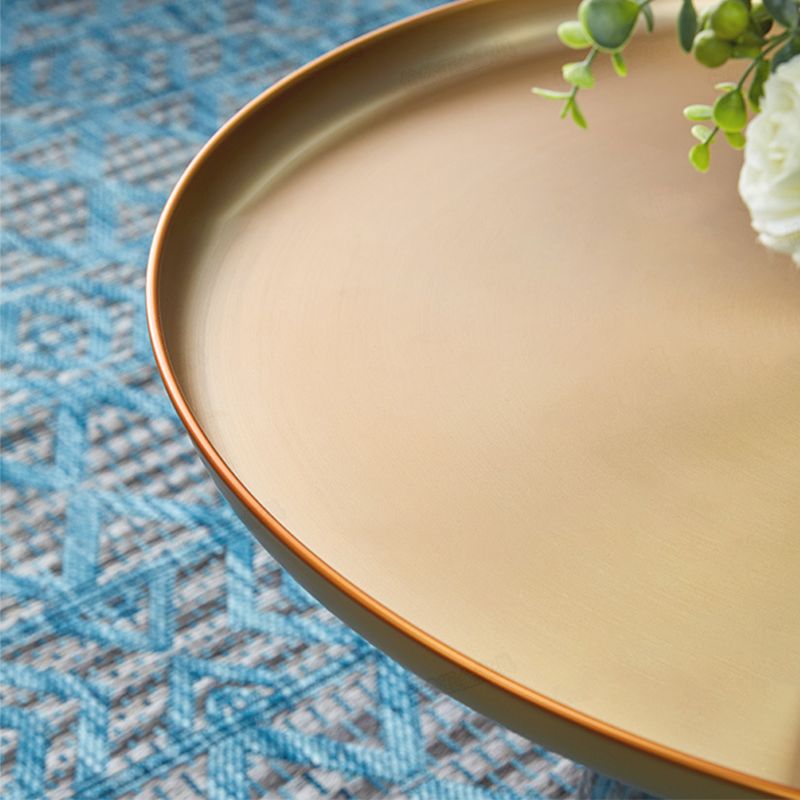 Mid-century Modern Style Round Metal Table with Glass Bottom Coffee Table