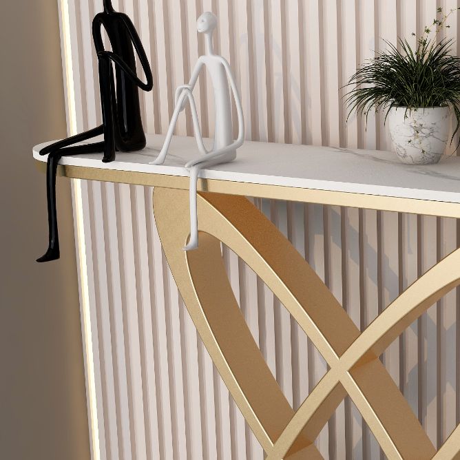 Tavolo console a mezza luna contemporanea con tavolo di accento di base del piedistallo