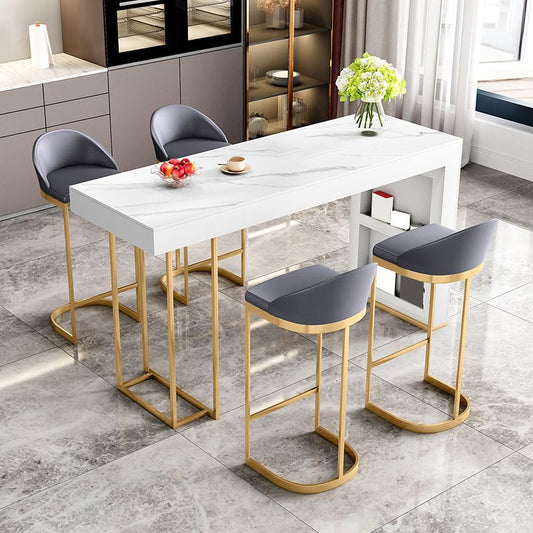 Rectangle Bistro Bar Table Sintered Stone Bar Table with Shelves