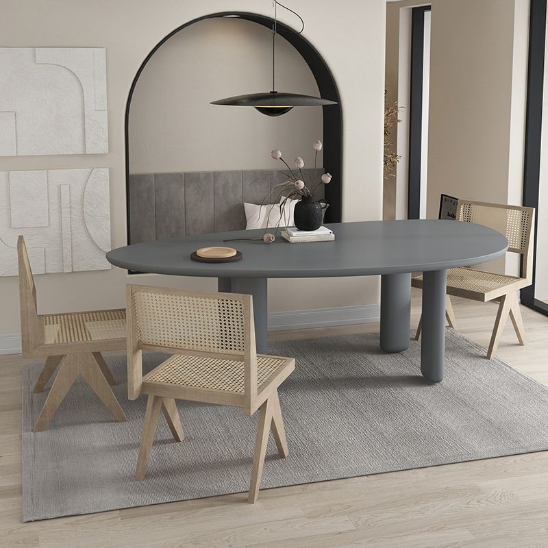 Nordic Simple Solid Wood Table for Restaurant Oval Table with Three Pedestal Clearhalo 'Dining Tables & Seating' 'Dining Tables' 'dining_table' 'furn' 'furn_dining_table' 'Furniture' 'furniture_dining_table' 'Kitchen & Dining Furniture' 'kitchen' 'kitchen_dining_table' 1200x1200_c580976c-63aa-43d8-b38a-a8d1f84c8010