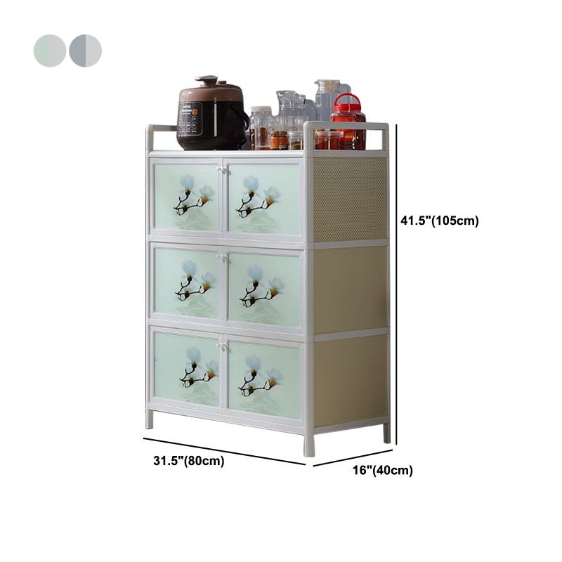 Aparador de metal con puertas de vidrio Servidor de comedor moderno para el hogar