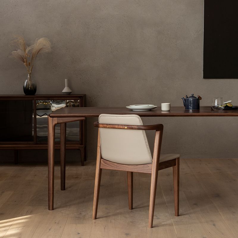 Home Walnut Wood Dining Chair Contemporary Upholstered Arm Chair Clearhalo 'Dining Chairs' 'Dining Tables & Seating' 'dining_chair' 'furn' 'furn_dining_chair' 'Furniture' 'Kitchen & Dining Furniture' 1200x1200_c582a85d-0f16-46c3-8dd3-30717f5c7d1b