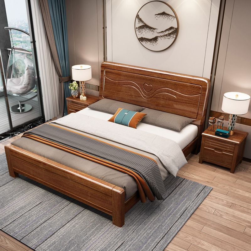 Panneau de lit broné rectangulaire avec lit de lit standard en noyer