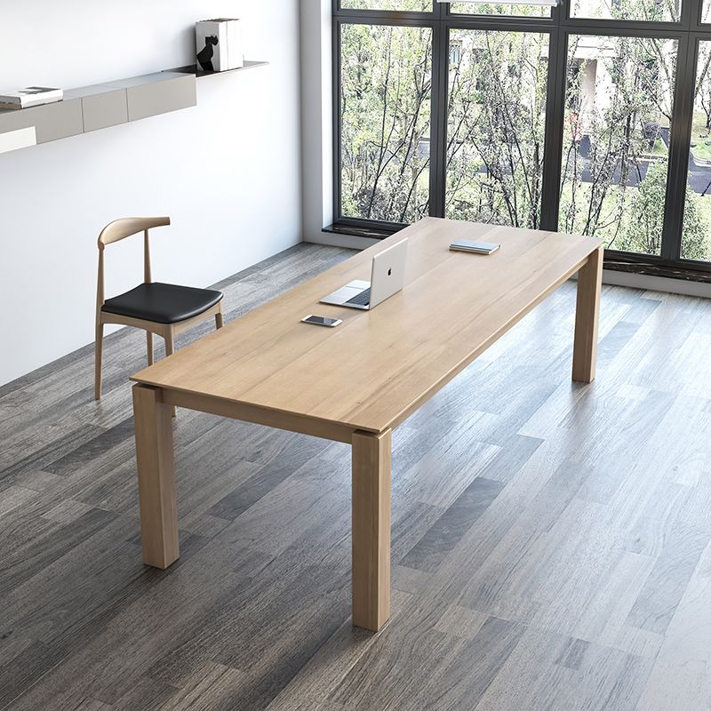 Rectangle 4 Legs Mid-Century Dining Table Solid Wood Fixed Table for Kitchen Clearhalo ' dining_table' 'Dining Tables & Seating' 'Dining Tables' 'Furniture' 'furniture_dining_table' 'Kitchen & Dining Furniture' 'kitchen&dining_furn' 'kitchen' 'kitchen_dining_table' 1200x1200_c5832b4f-7b7f-4ec1-b928-80a6b1c9726c