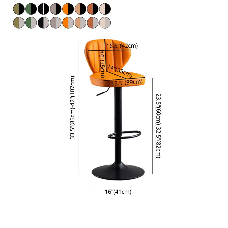 Modern Adjustable Barstool Leather Cushion Bar Stool for Living Room Clearhalo 'Bar Furniture' 'Bar Stools' 'bar_stools' 'furniture_bar_stools' 'Kitchen & Dining Furniture' 'kitchen&dining_furn' 'kitchen' 'kitchen_furn' Furniture' 1200x1200_c583924f-d824-4163-b504-b7a80e78d4ff