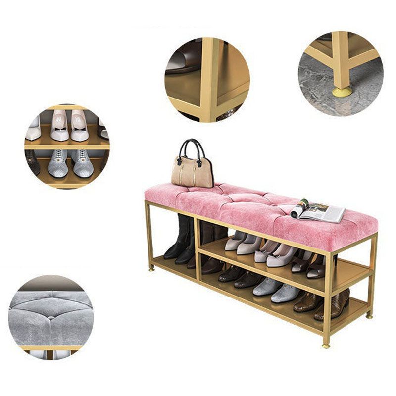 Contemporary Seating Bench Cushioned Metal Entryway Bench , 14-inch Width Clearhalo 'Benches' 'Chairs & Seating' 'furn' 'furn_benches' 'Furniture' 'Living Room Furniture' 1200x1200_c583ee73-a7fb-48d5-99a4-938e0463500e