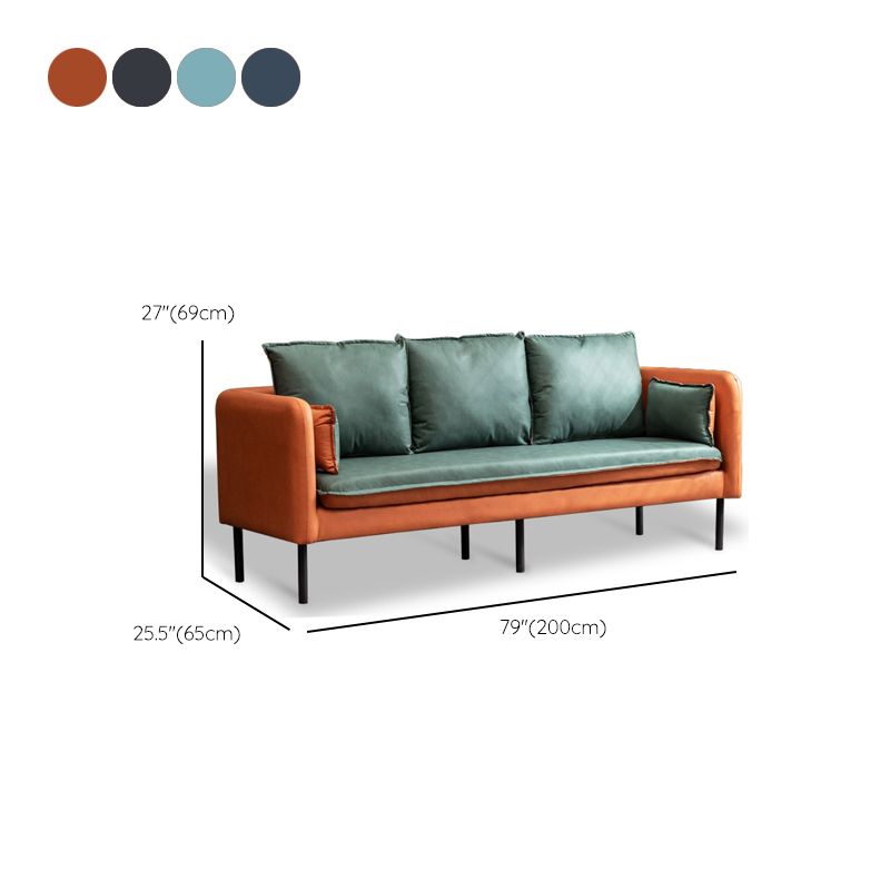 Faux Ledersofa 27,16 "Hoch skandinavisches Smoking -Arm -Sofa mit 2 Kissen