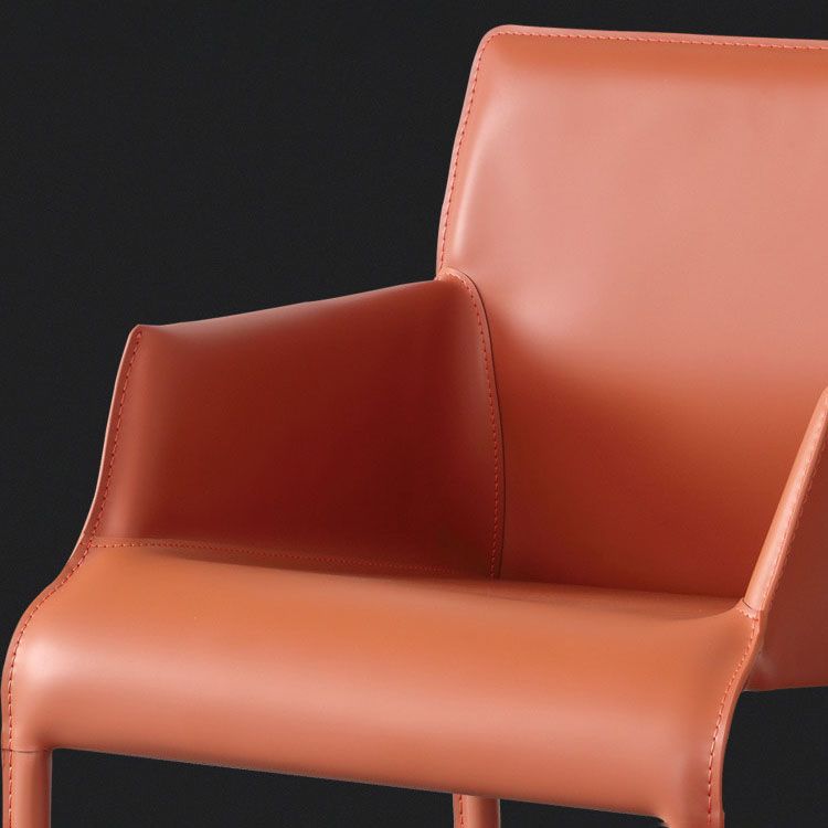 Leather Matte Finish Dining Chair Designer Style Home Solid Back Arm Chair